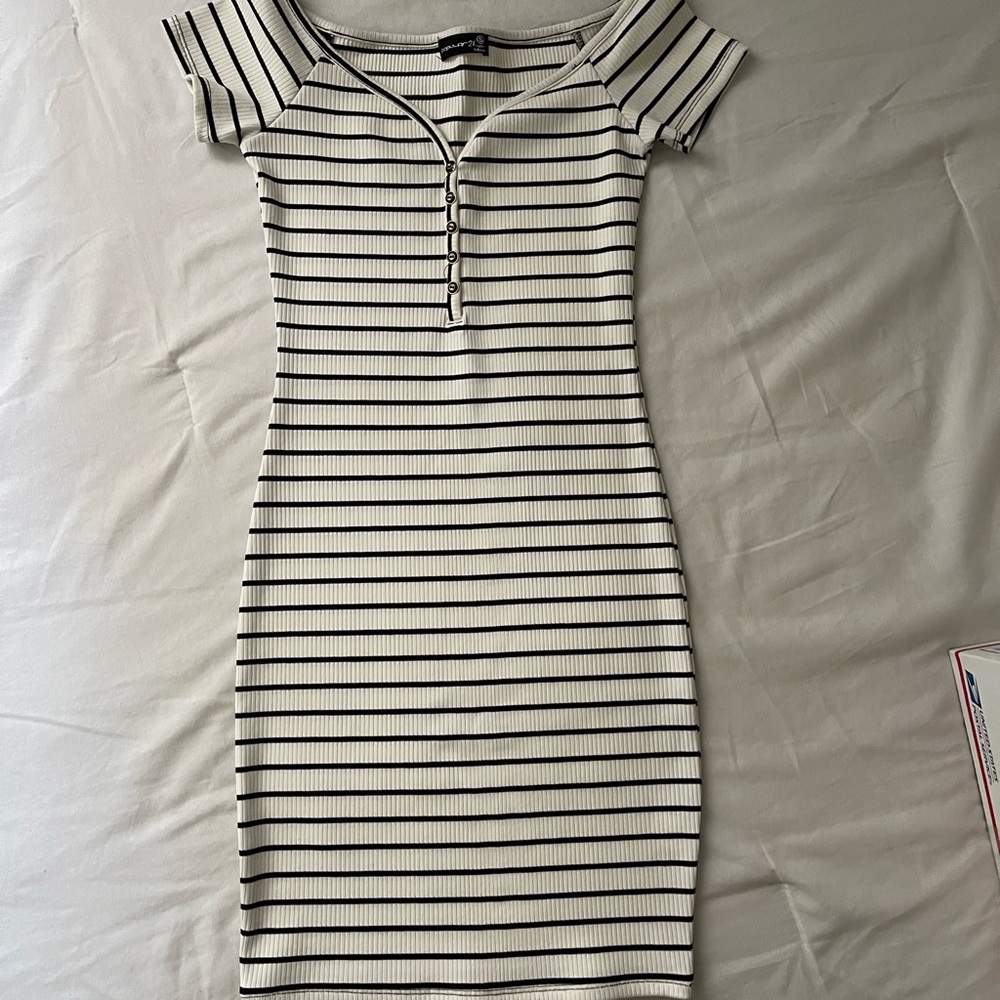 Black & White Striped Bodycon Dress